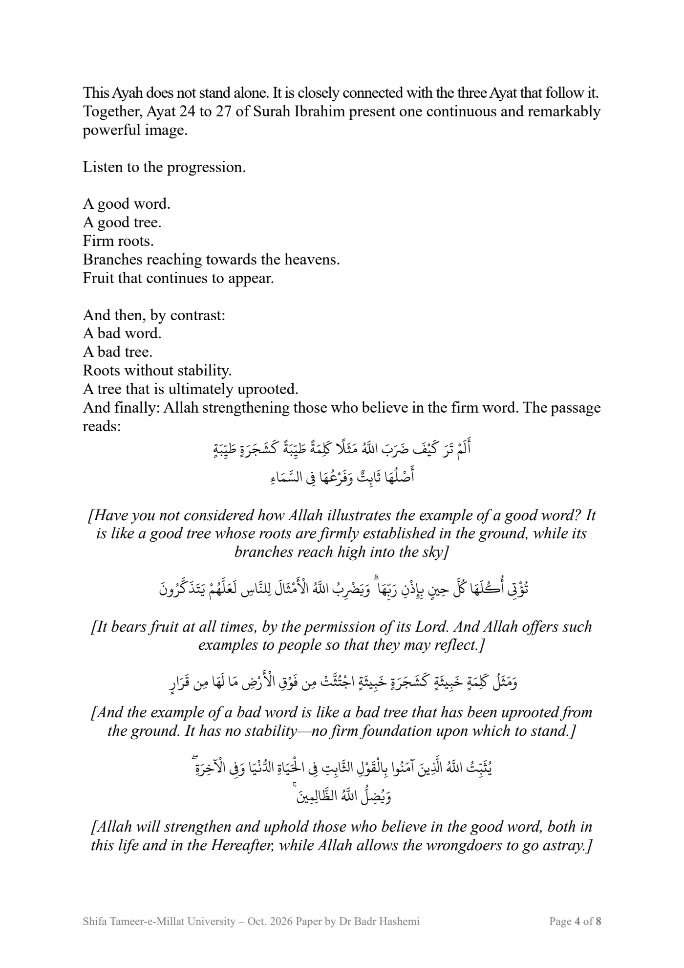 Page 4 of Its Roots Are Firmly Established by Dr. Badr Hashemi