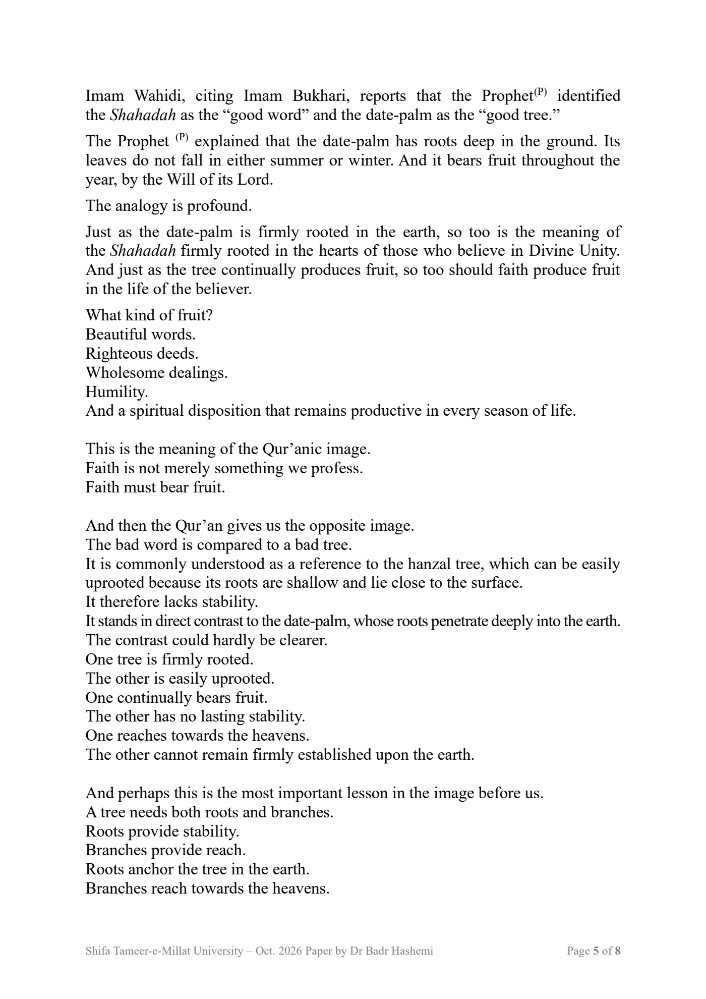 Page 5 of Its Roots Are Firmly Established by Dr. Badr Hashemi