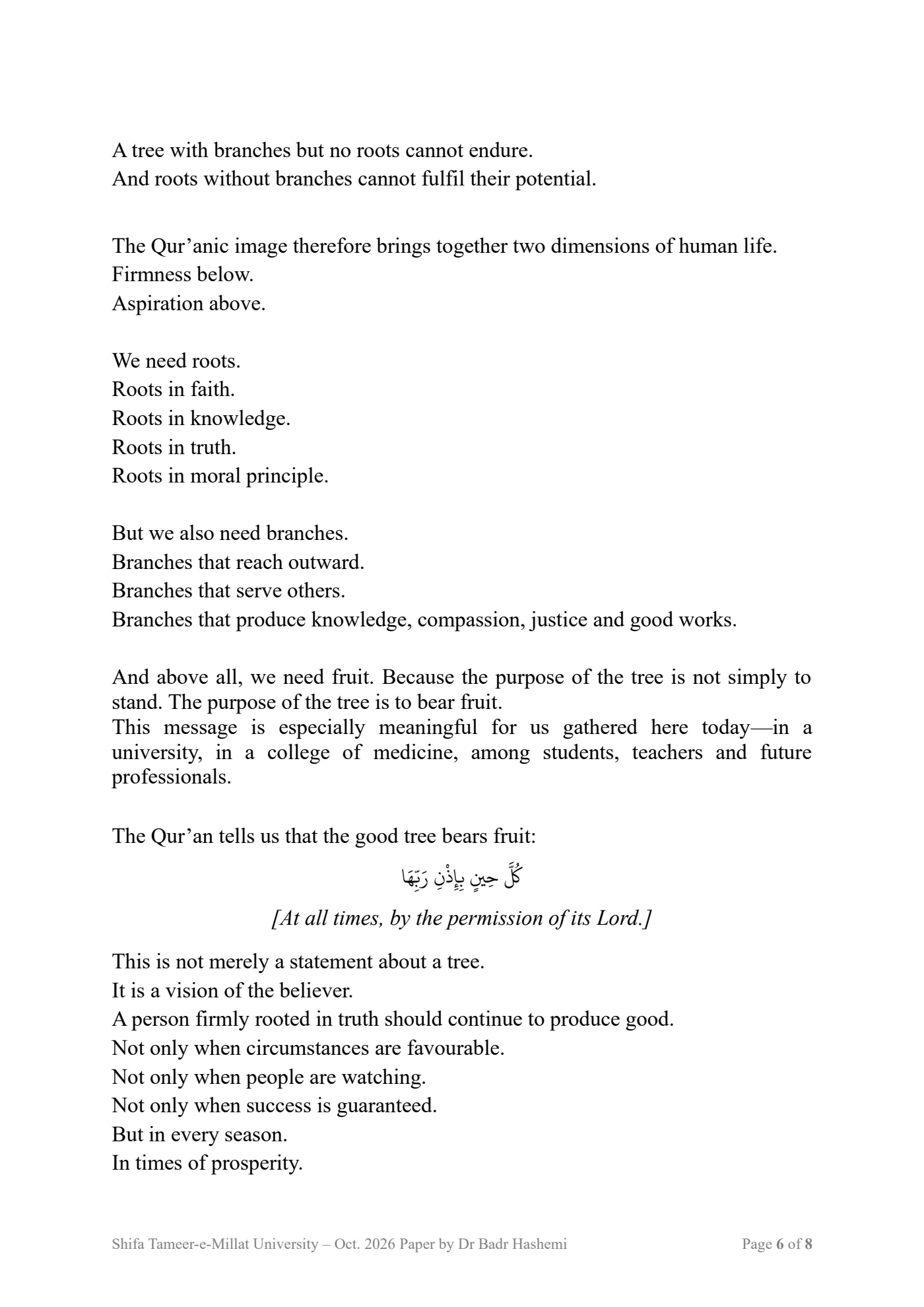 Page 6 of Its Roots Are Firmly Established by Dr. Badr Hashemi